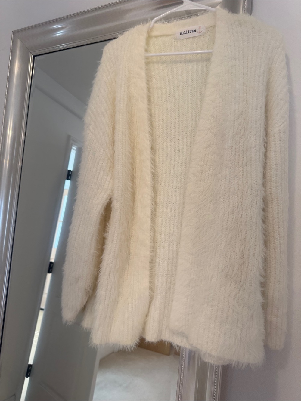 Nordstrom Cream Fuzzy Open-Front Cardigan